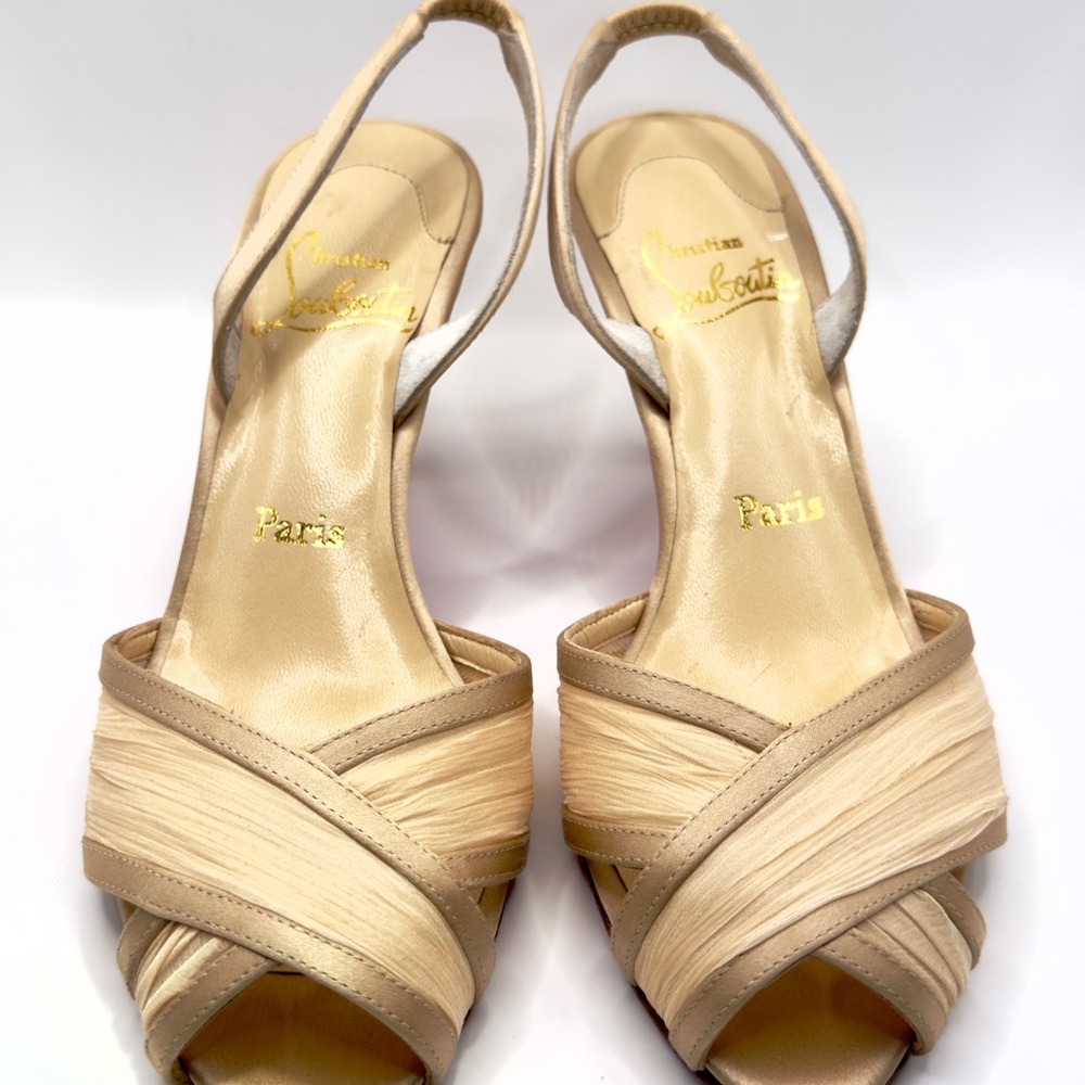 Christian Louboutin Cream Strappy Heels - Picture 6 of 7